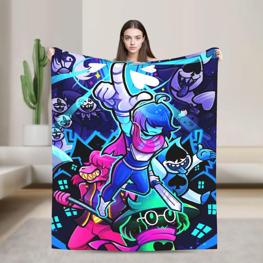 Deltarune Funny Tenna Blankets Airplane Travel Flannel Throw Blanket For Living Room Soft Custom DIY Bedspread Gift Idea