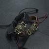 New Jewelry Vintage Woven Leather Bracelet Rope Ancient Copper Alloy Wolf Head Imitation Cowhide Bracelet Jewelry