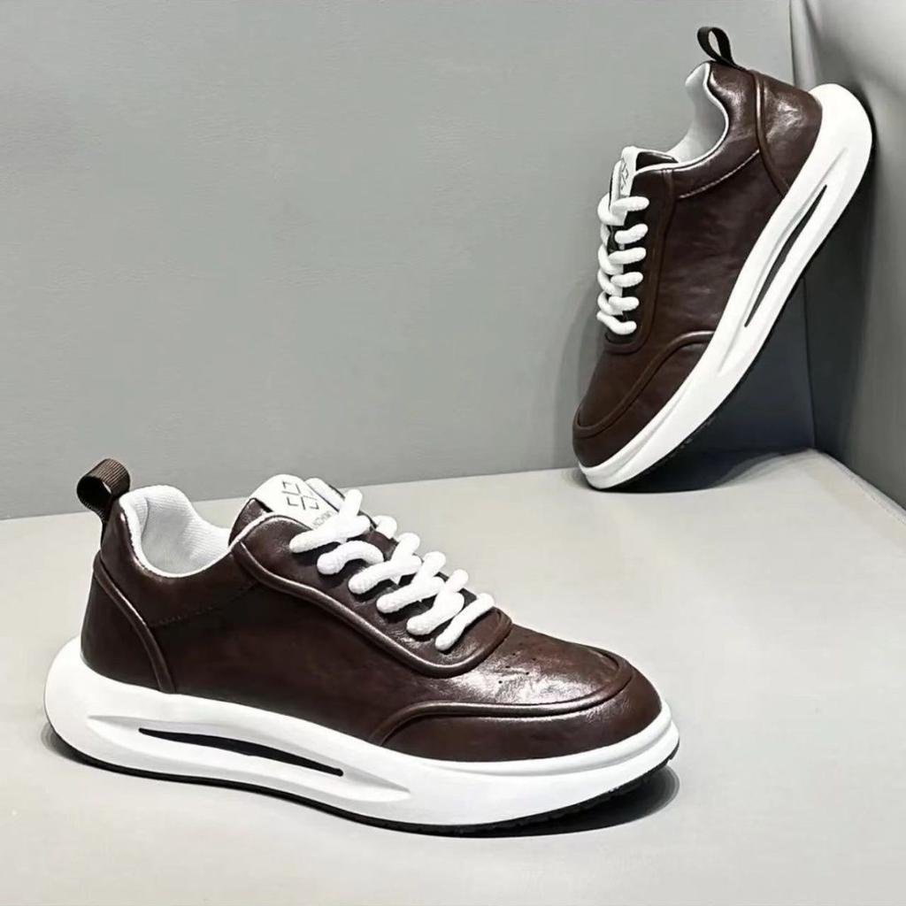 Men's New Leather Sneakers Trend Versatile Casual Shoes Soft Sole Comfortable Running Shoes Fashion Street Style