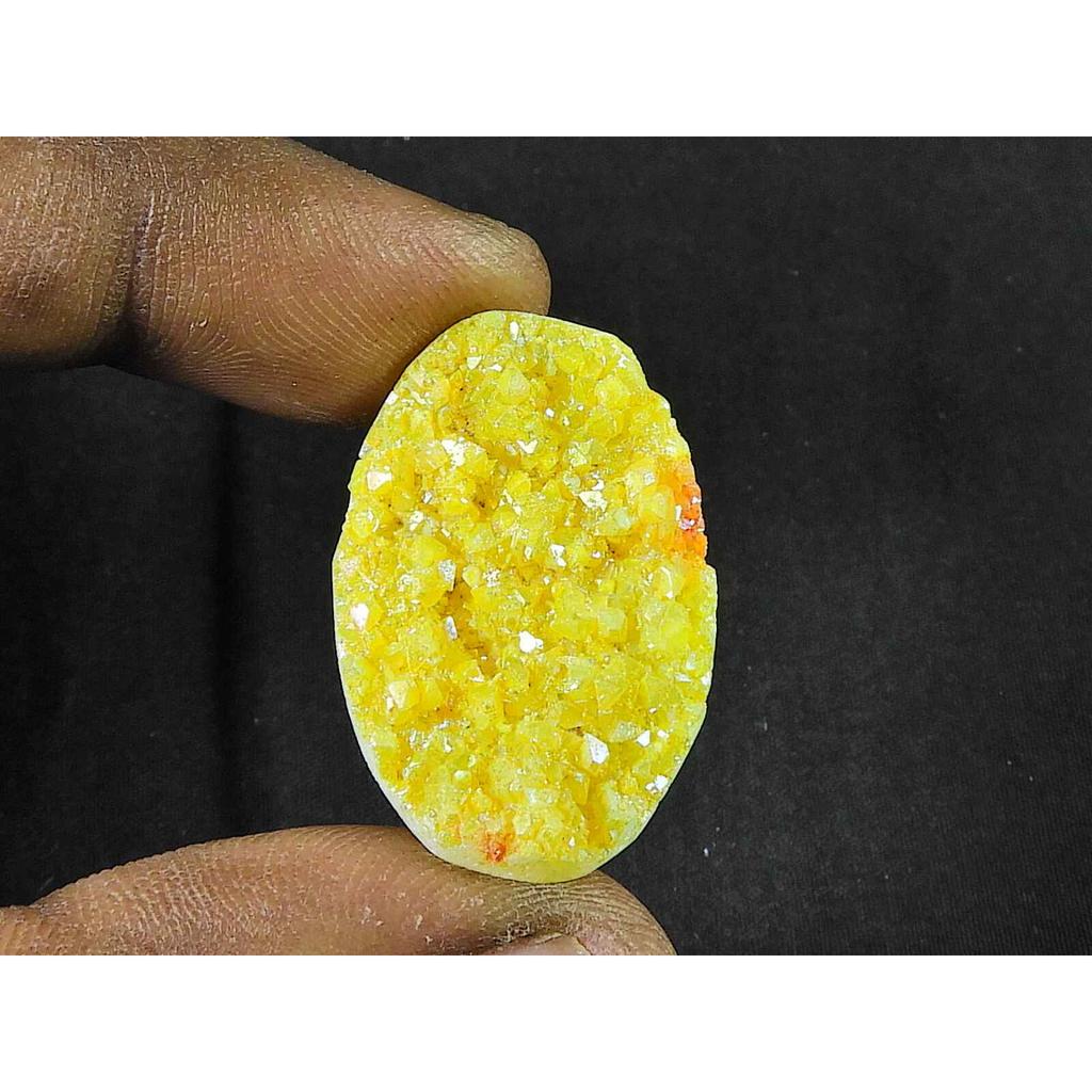 20X30X07MM Желтый сахарный друзовый агат овальный лечебный драгоценный камень россыпью 21 карат. СК-4293