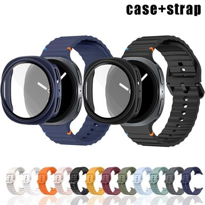 Силиконовый ремешок+чехол для samsung galaxy watch 8 ремешок для смарт-часов Аксессуары спортивный Браслет для correa galaxy watch 8 40/44мм чехол