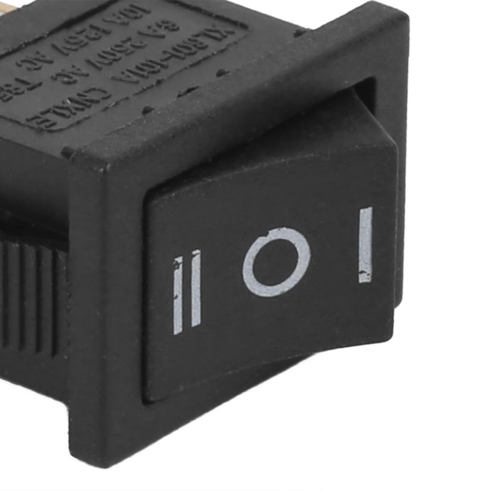 10 шт. KCD1 Лодочный кулисный переключатель 3 контакта 3 положения Тумблер ВКЛ-ВЫКЛ-ВКЛ Мини-кулисный переключатель Автоматический тумблер