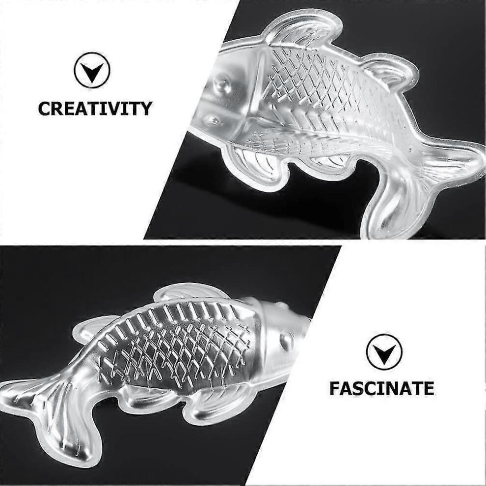 Aluminum Alloy Fish Cake Baking Pans Carp Shaped Cake Mold Tin Birthday for Cake Decoration Silver - DD0
