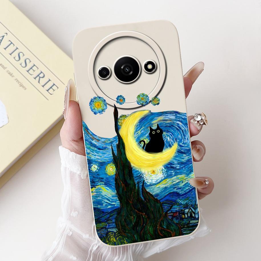 Чехол для Xiaomi Redmi A3 2024 Новый Модный Квадратный Силиконовый Цветочный Чехол для Защиты Объектива Камеры для Xiaomi Poco C61 RedmiA3 Бампер