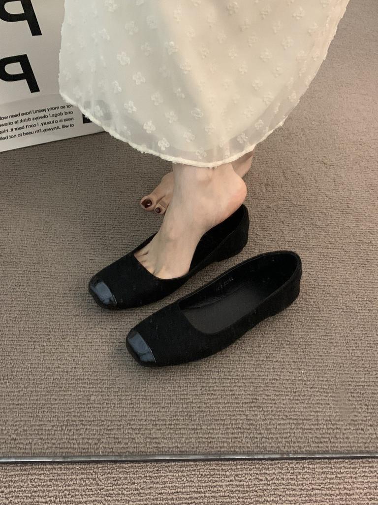 Французский темперамент на плоской подошве абрикосовые туфли-лодочки туфли феи весна и осень 2025 новая летняя нежная обувь бабушки в стиле маленького ароматного ветра для вечера