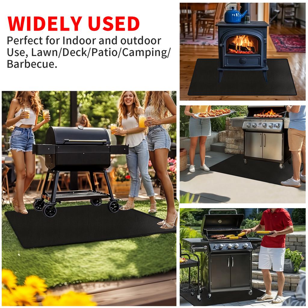 Large Fire Blanket Double-Sided Fireproof Grill Pad Under Grill Mat Grill Fireplace Fire Mat Oil-Proof Waterproof BBQ Protector