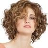Synthetic Fluffy Curly Hair for Women Lady Shoulder Length Golden Brown Wigs Heat Resistant Fibre Daily Costume
