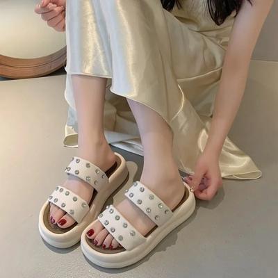 2024 Платформенные тапочки Женские с перемычкой для пальца Уютная обувь для ходьбы Летние пляжные шлепанцы Мода Большой размер Женские балетки