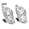 Quiet Wall Clock Modern Distorted Melting Clock, Arabic/Roman Numeral Table Silent Hanging Non-Ticking Decorative for Living Room Bedroom Office