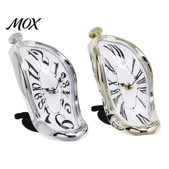 Quiet Wall Clock Modern Distorted Melting Clock, Arabic/Roman Numeral Table Silent Hanging Non-Ticking Decorative for Living Room Bedroom Office