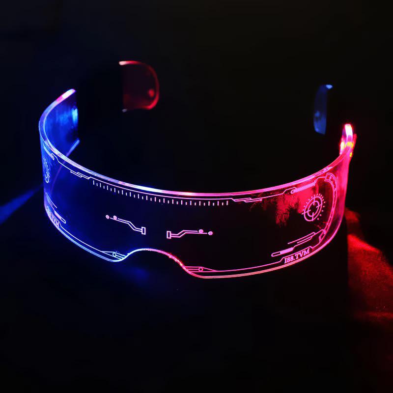 LED Colorful Punk Party Glasses: Cross-Mirror Luminous Festival Eyewear