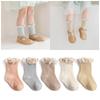 3 Pairs Ruffle Kids Knee High Socks Baby Girls Toddlers Long Soft Cotton Sock Lace Flower Children Newborn Socks For 0-5 Years
