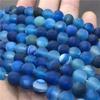 Natural Gemstone Stone Natural Frosted Striped Blue Agate Loose Beads Matte Stripe Agate Beads 6/8/10mm