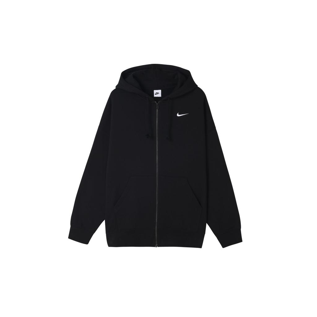 Nike Спортивная куртка-худи на молнии с открытым воротником, на подкладке из начесанного флиса, женская, черная DD5635-010