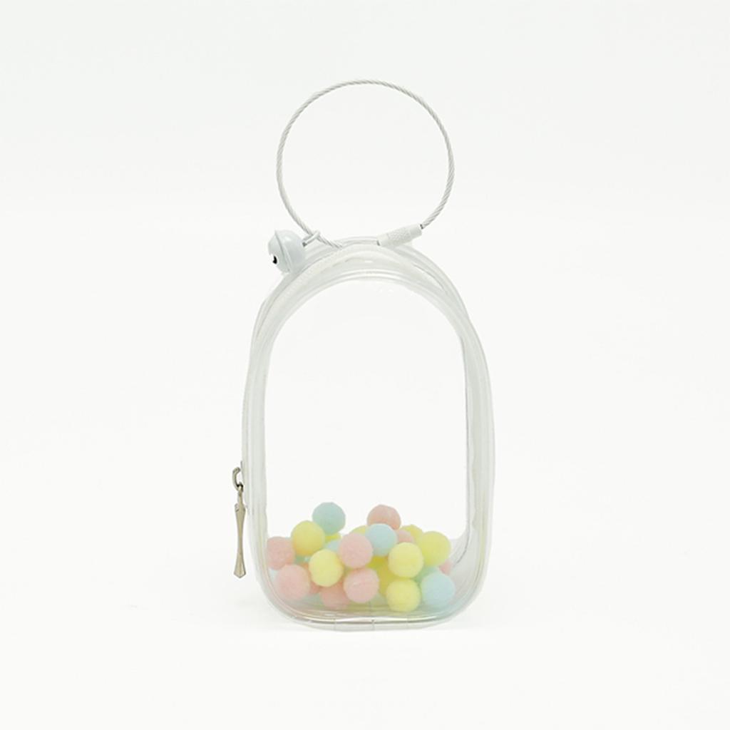Thicken Transparent Pvc Clear Pouch Mystery Box Organizer Box Keychain Bag Doll Organization Toy Storage Case With Plush Ball
