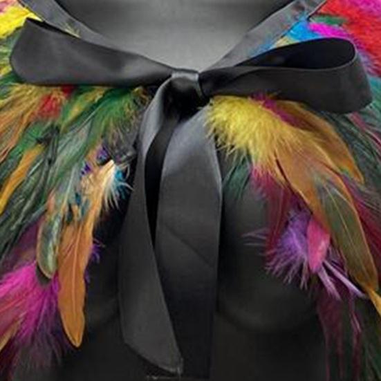 Женская шаль в готическом стиле с перьями, накидка, шарф, наплечный платок, карнавальный костюм ручной работы, винтаж