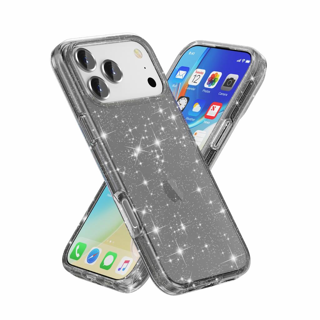 Применимо к чехлу для мобильного телефона iPhone17ProMax Apple 16 прозрачный с блестками 15 утолщенный противоударный защитный чехол 14