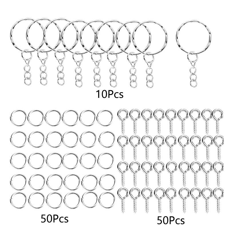 110/220Pcs Keychain Kits Key Chain Jump Rings DIY Accessories Eye Pins Epoxy Resin Key Ring Jewelry Making