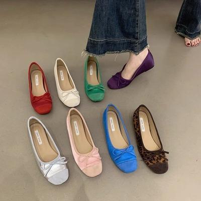 2025 весна новые маленькие 3 см внутренняя высота увеличивается женские туфли квадратный носок бант балетки Мэри Джейн темперамент одиночные туфли