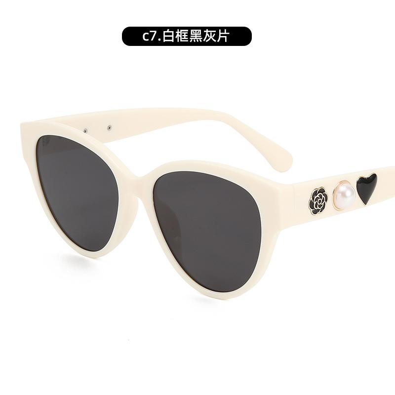 Солнцезащитные очки в ретро-стиле «кошачий глаз» Xiaoxiangfeng Camellia Pearl Sunglasses Trendy Glasses