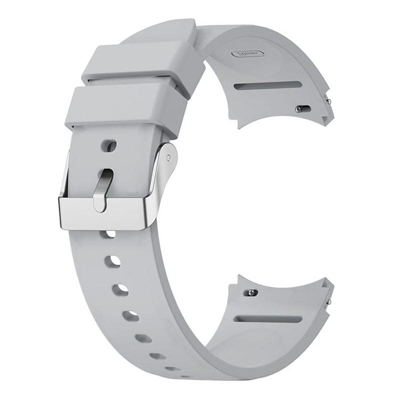 For Samsung Galaxy Watch FE 40mm/Watch6 40mm/44mm/Watch6 Classic 43mm/47mm Watch Band Silicone Strap with Silver Buckle