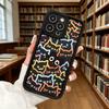Чехол для телефона из мягкого ТПУ с цветным рисунком кошек и черной кошкой для iPhone 17 16 15 14 13 12 11 Pro Max Plus Ударопрочный Противоскользящий Чехол