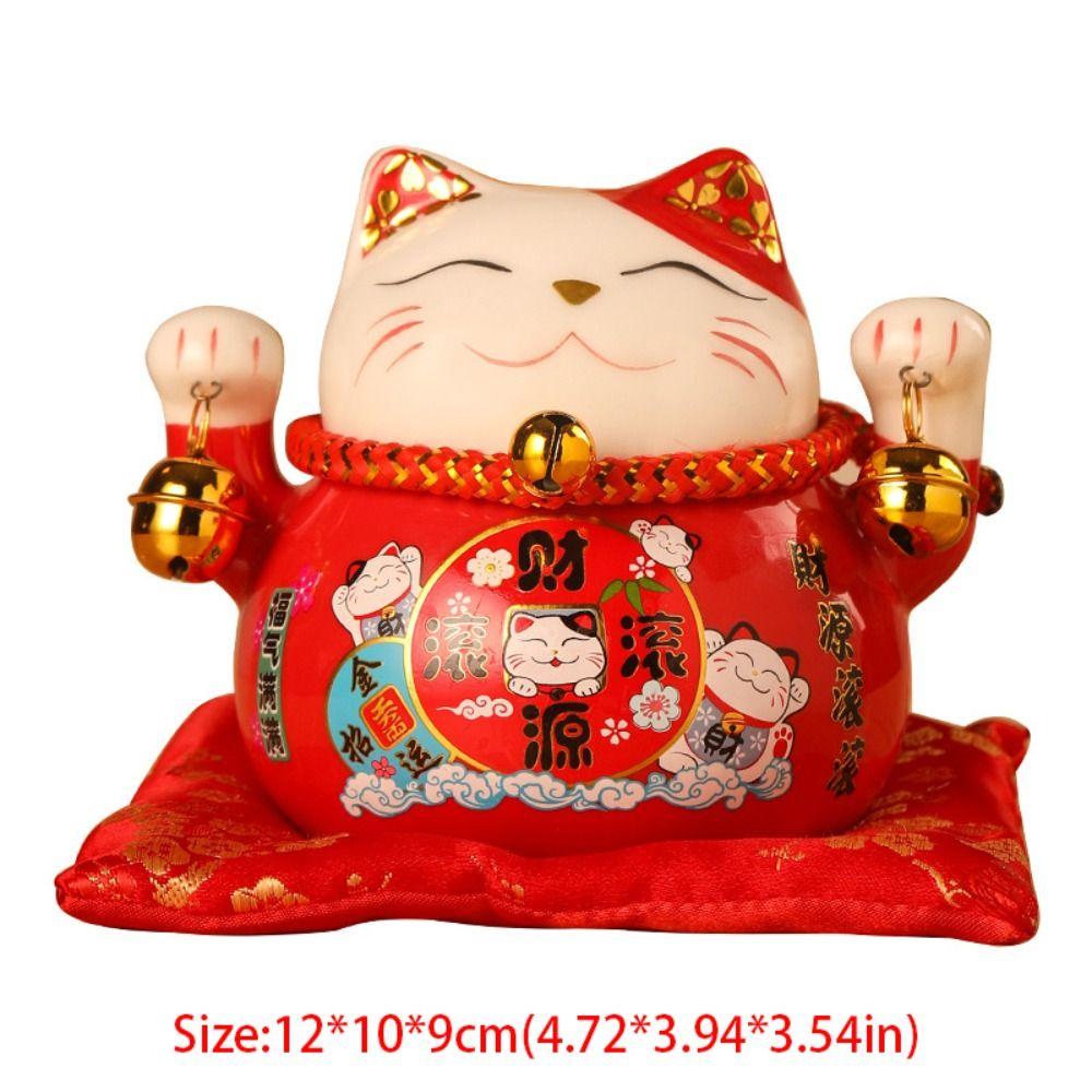 Chinese Style Cat Money Bank Ceramic Kitten Statue Crafts Fortune Cat Piggy Bank Living Room