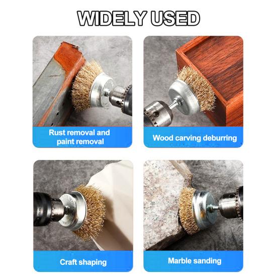 Проволочная колесная щетка Вращающийся инструмент Нержавеющая сталь Устойчивость к коррозии Широкое применение Многоразовая простота установки Извитая проволочная щетка с покрытием