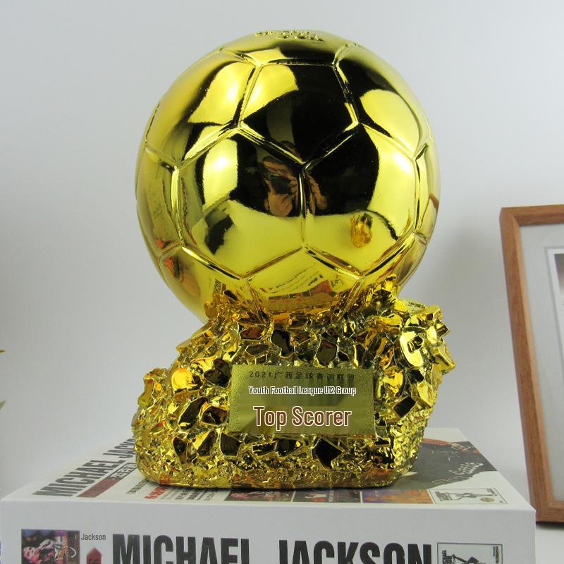 Ballon d'Or Trophy Ornament: Resin Football Craft, 2022 World Cup Souvenir, In Stock