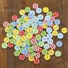 100Pcs Checker Dots Mixed Round Shape Buttons DIY Craft for Scrapbooking Sewing