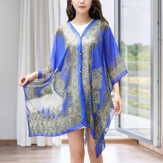 Women Shawl Cashew Print Beads Ladies Loose-fitting Sexy Cover Up for Vacation