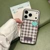 Модный красно-белый клетчатый чехол с бирюзовым сердцем для iPhone 17 16 15 14 11 12 13 Pro Max Plus Задняя крышка