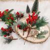 10pcs Mini Artificial Christmas Pine Cone Bell Pine Cone Artificial Pine Artificial Flower Holly Branch Pine Needles Xmas Decor