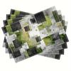 4/6/8Pc Watercolor Gray Green Geometric Block Linen Placemats Heat Resistant Table Mats For Kitchen Dining Table Use