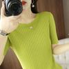 Women Knit T-shirt MODERN NEW SAGA Summer Knitted Shirt Short Sleeve Tees O-neck Pullover Knit Tops