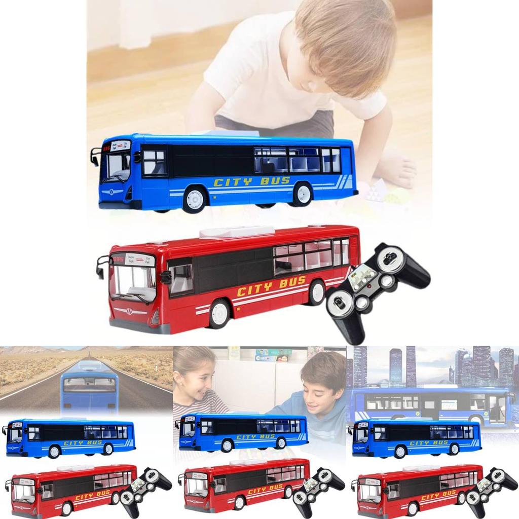 Автобус на радиоуправлении для детей, масштаб 1:112, реалистичные звуки и свет, работает от батареек