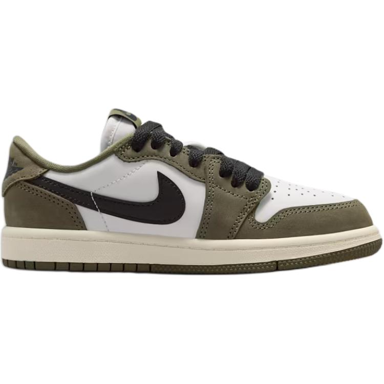 Air Jordan 1 Retro Low Youth Medium Olive Summit White Black HQ6996-200