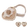 Кольцо в форме сердца Подарочная коробка Льняная отделка Вязаное милое украшение для ювелирных изделий Брошь Серьги