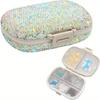 Bling Pill Organizer With 8 Compartments Travel Portable Pill Case Double Sided Rhinestone Pill Box For Vitamin Fashion Gifts