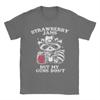 Strawberry Jams But My Don't Funny Raccoon Men T Shirt  Funny Tee Shirt Short Sleeve Round Neck T-Shirt Cotton Summer Clothes