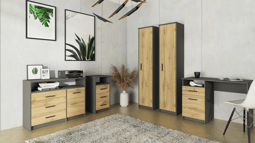 Chest Of Drawers 3So Grafit-Wotan Anthracite 40Cm Drawers Chest Of Drawers Ufc Shelf