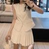 Summer Suit Woman's Clothes for Two Piece Set Sleeveless Vest Coat High Waist Pleated Mini Skirts Outfits