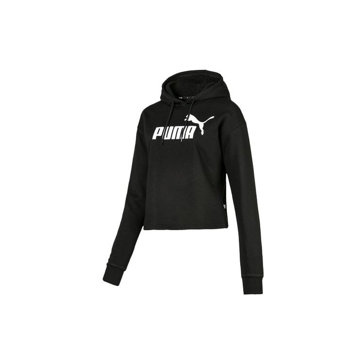 (WMNS) PUMA Elevated Essentials Cropped Fleece Hoodie 'Black' Women's 580153-01