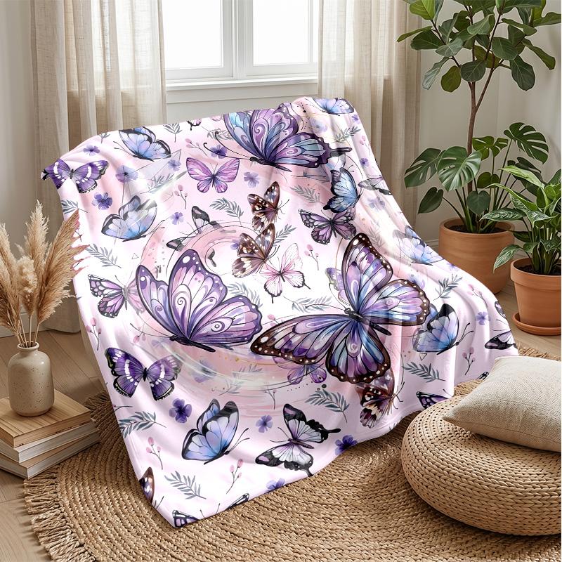 Butterfly Enchanted Portrait blanket Personalized Name Flannel Blanket Soft Cozy Plush Throw for Sofa Bed Lightweight Home Decor