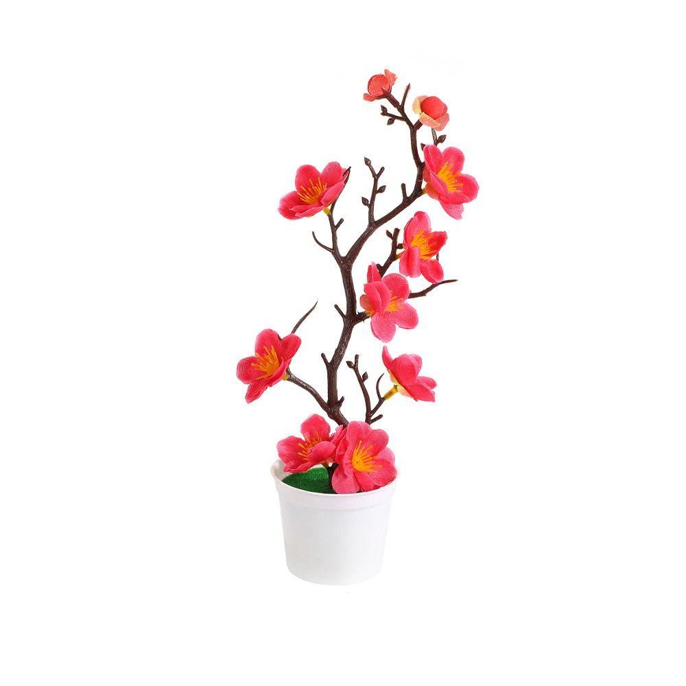 5 Colors Artificial Potted Plant 11*27cm Simulated Tree Ornaments New Plum Blossom Pot