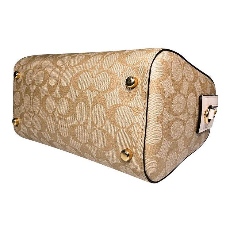 Coach Rowan 27 Logo Zip Closure Boston Bag Women handbags Light-Khaki 83607-IMDQC