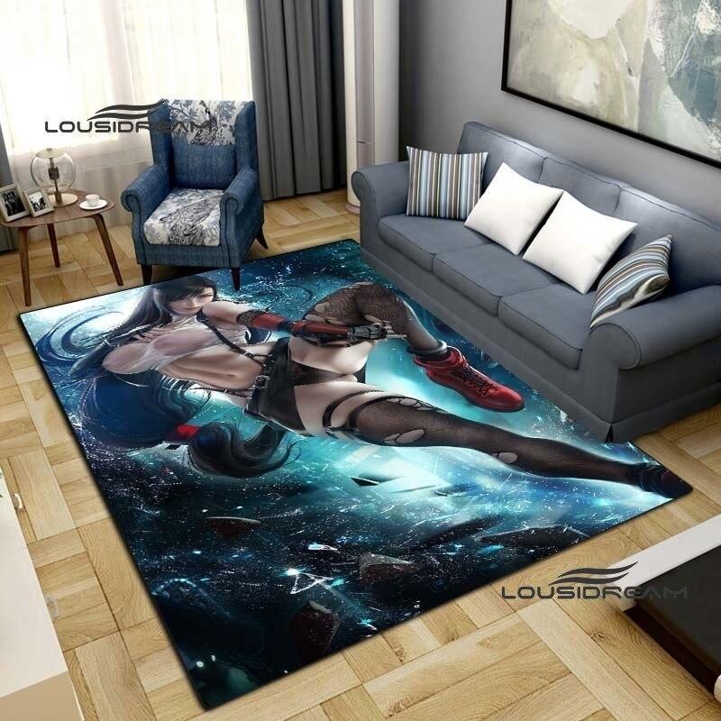 Сексуальные ковры и ковер Tifa Aerith, аниме, сексуальный художественный квадратный коврик для гостиной, спальни, большой площади, мягкий ковер, домашний коврик для детской комнаты
