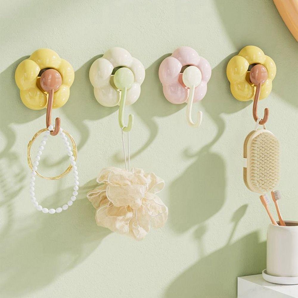 Flower Shape Vacuum Hangers No Punching Towel Hook Multipurpose Suction Cup Hook Bathroom