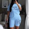 Женские Комплекты Повседневный Двухкомпонентный Спортивный Костюм Горячие Продажи Летний Футболка с Круглым Вырезом и Коротким Рукавом Шорты Дышащий Повседневная Одежда