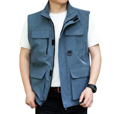 Мужской летний повседневный свободный жилет с несколькими карманами, большой топ на бретелях, уличное повседневное пальто, мужской жилет